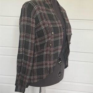 Maurices Black and Pink Plaid Blazer